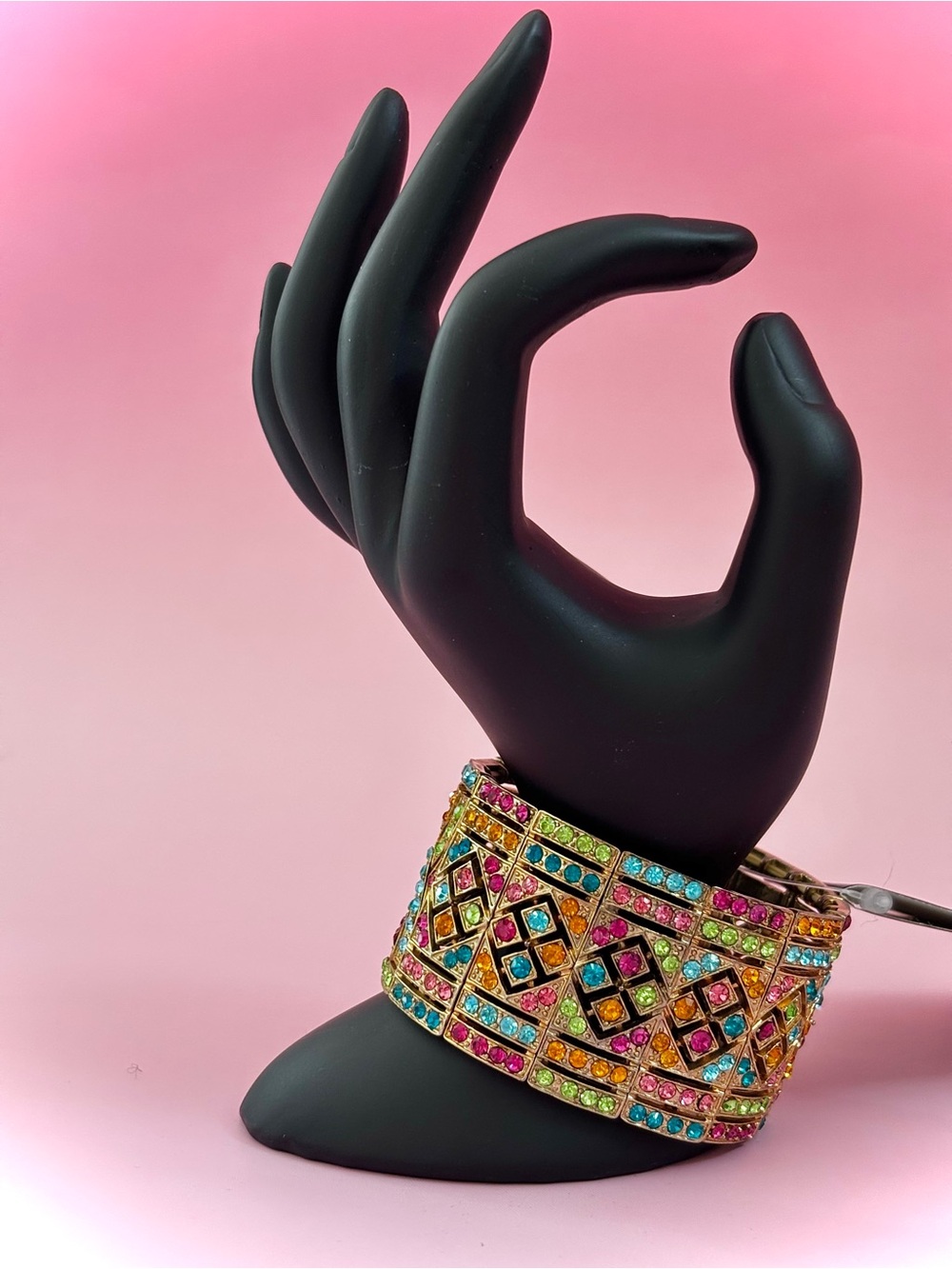 Art deco Multicolor Crystal Statement Cuff Bracelet